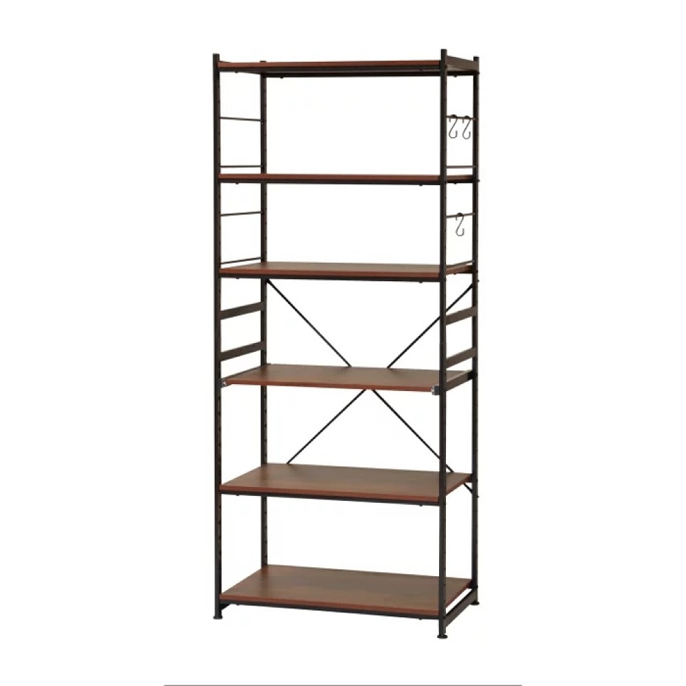 弘益  オープンラック 調節可能棚6段 ヴィンテージ風 フリーラック スチール スライド式棚板付き　幅30cm 幅58cm 幅75cm