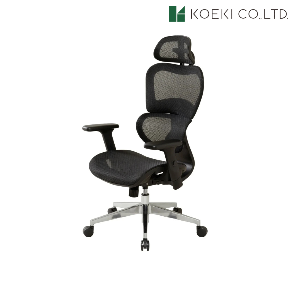 オフィスチェア CKS2 メッシュチェア 高機能チェア ハイバック アルミ脚 3Dアーム ランバーサポート ヘッドレスト付 在宅ワーク デスクチェア ワークチェア 人間工学 椅子